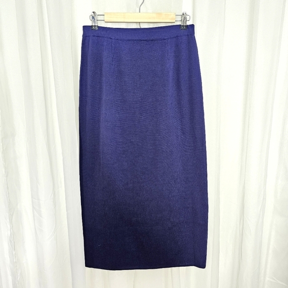 Peruvian Connection Blue Knit Pencil Skirt Pima Cotton Size Medium - Picture 1 of 9